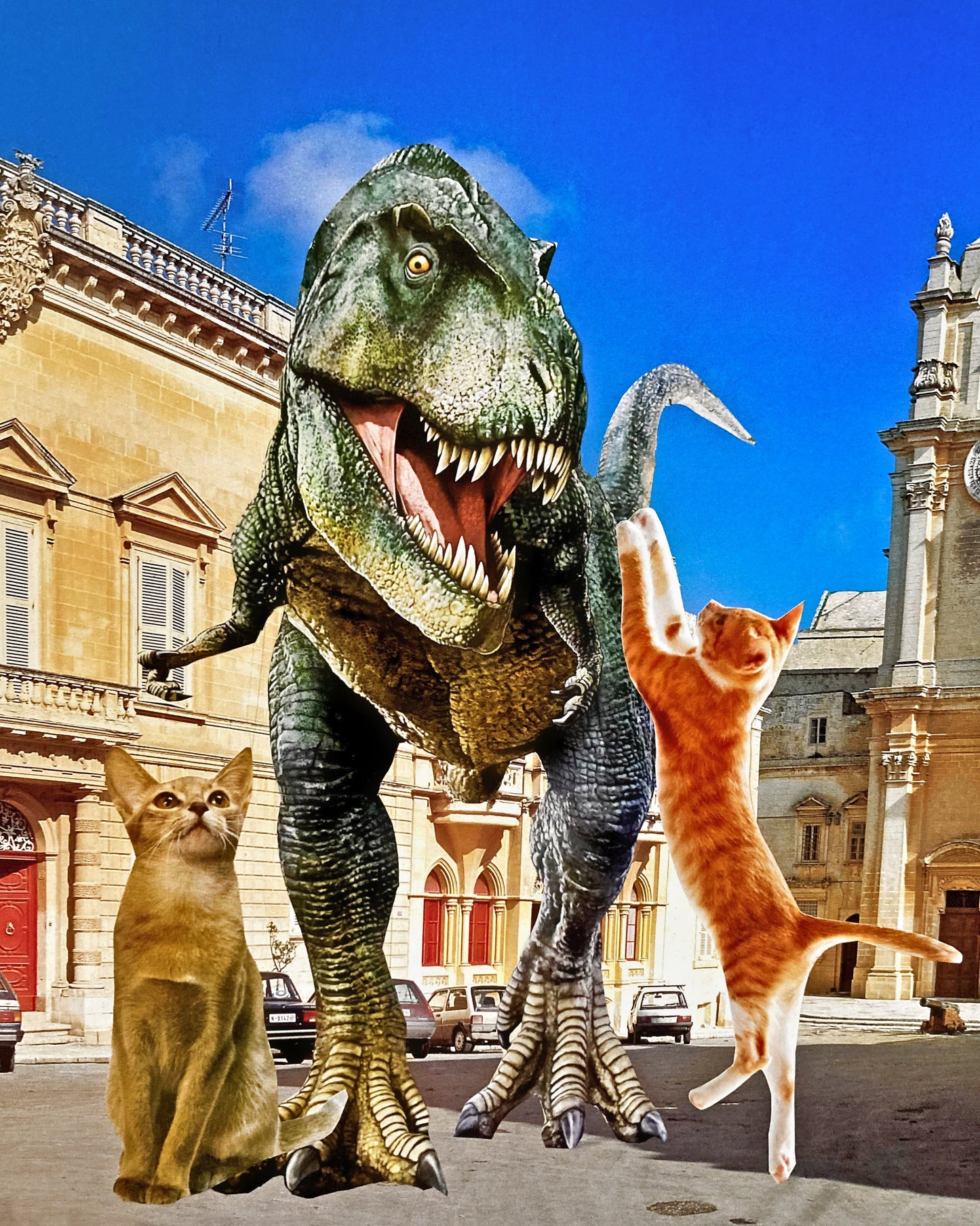 "A Dino in a Cat's World" Art Print