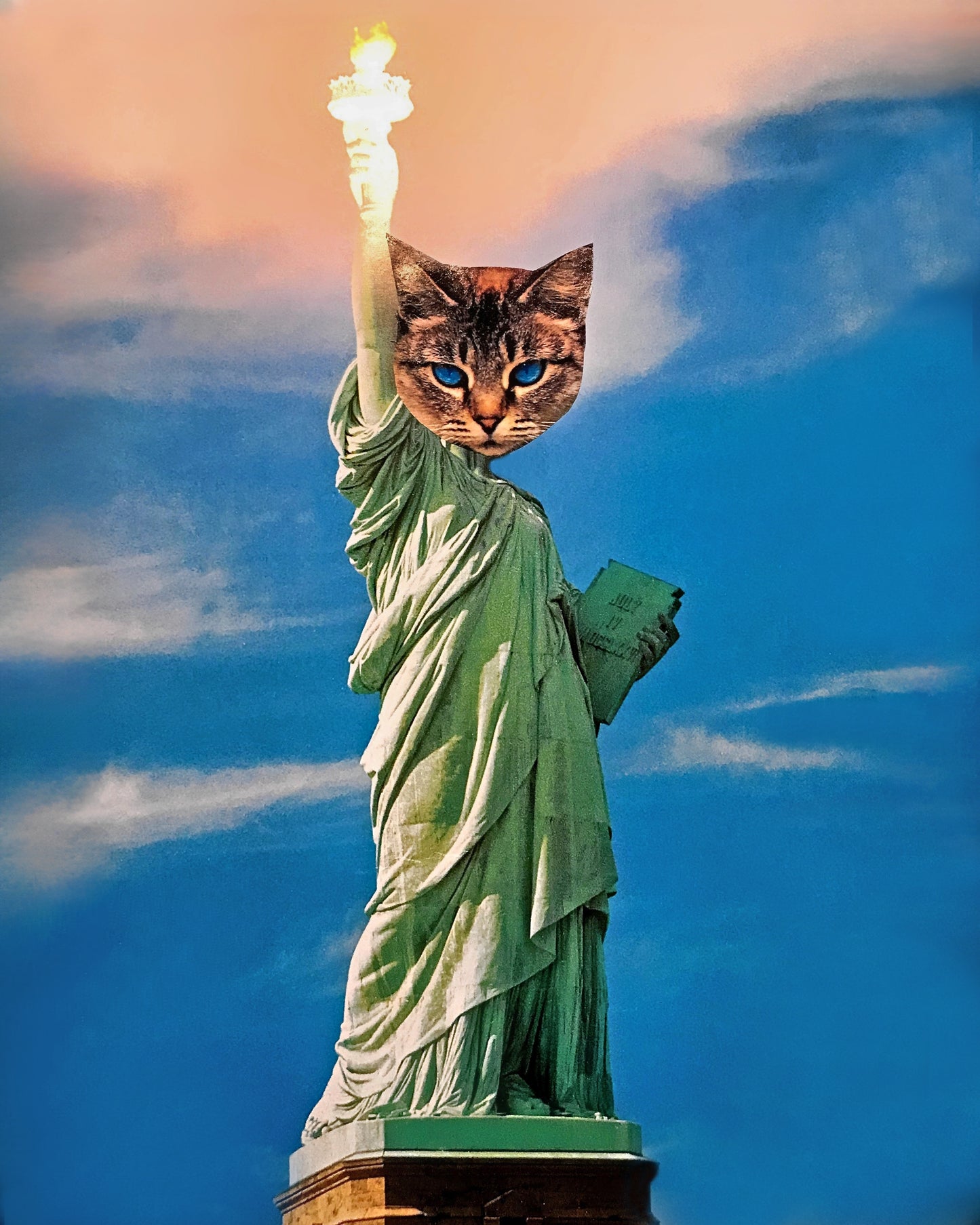 "The Cat-ue of Liberty" Cat Art Print