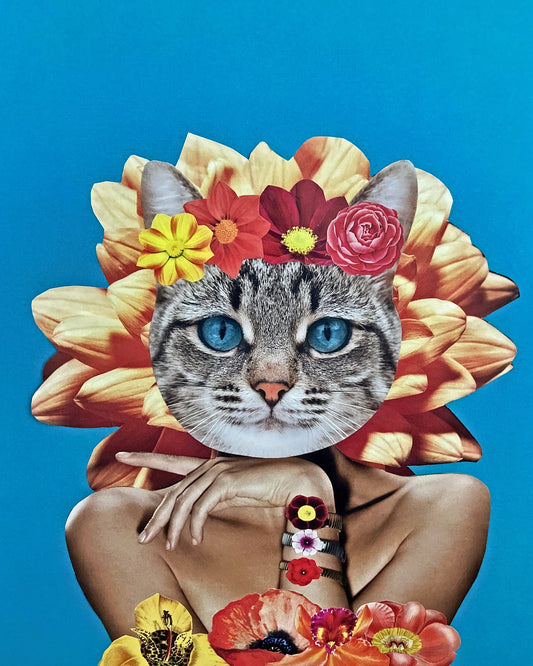 "Le chatte des fleurs" Art Print