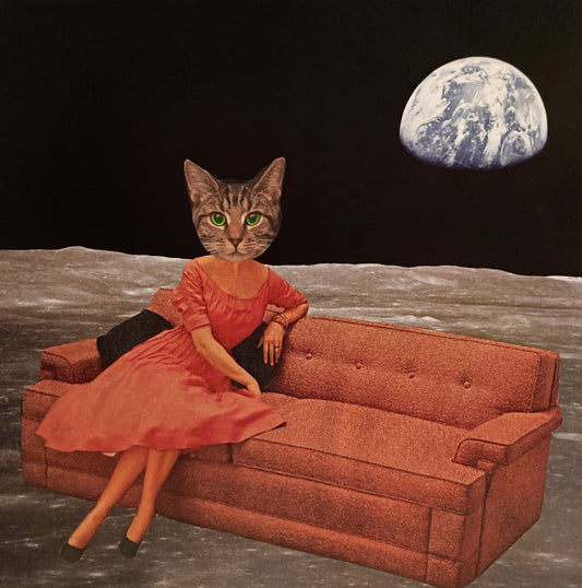 "Cat on a Couch on the Moon" Art Print