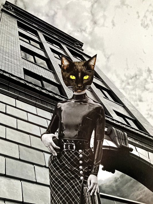 "Black Cat in the City" Art Print