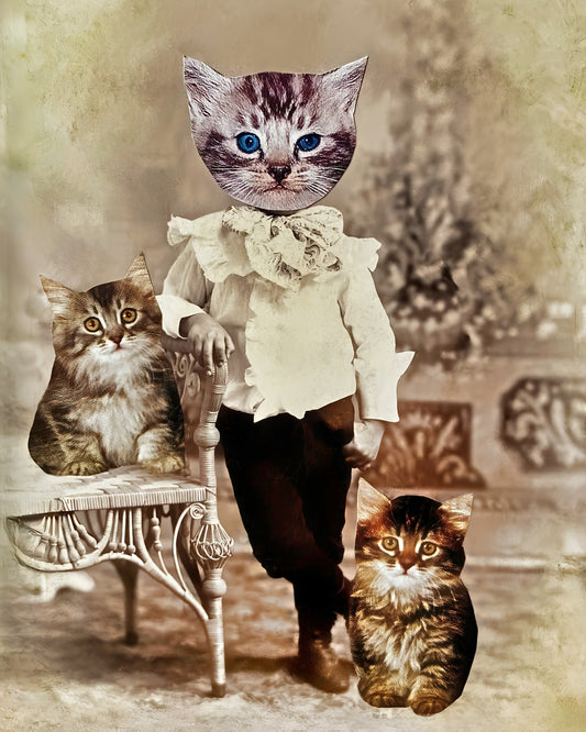 "A Boy and His Cats" Art Print