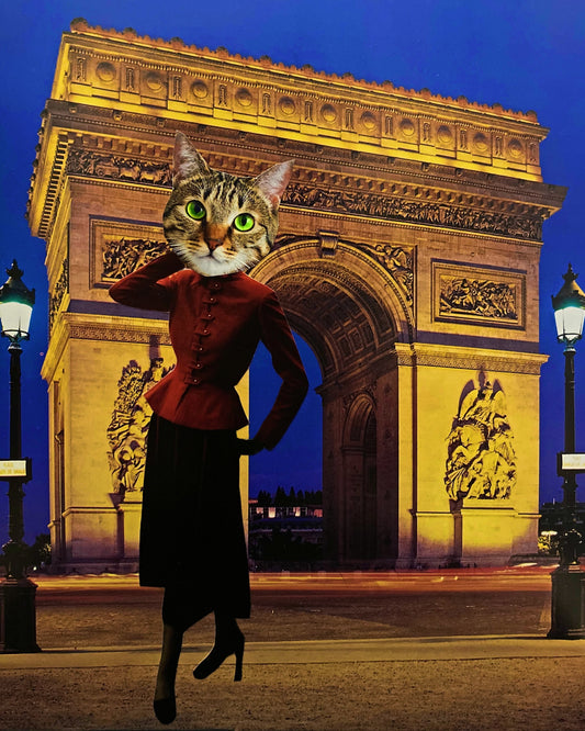 "Kitty at Arc de Triomphe" Art Print